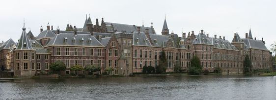 Panoramic view of the Binnenhof, The Hague, where the Dutch Parliament meets. In 2015, a Dutch federal court in The Hague ordered the government to lower its carbon emissions 25 percent below 1990 levels by 2020. 